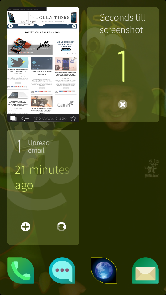 Jolla home with mail and browser