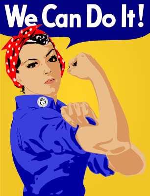 "We can do it!" by worker
